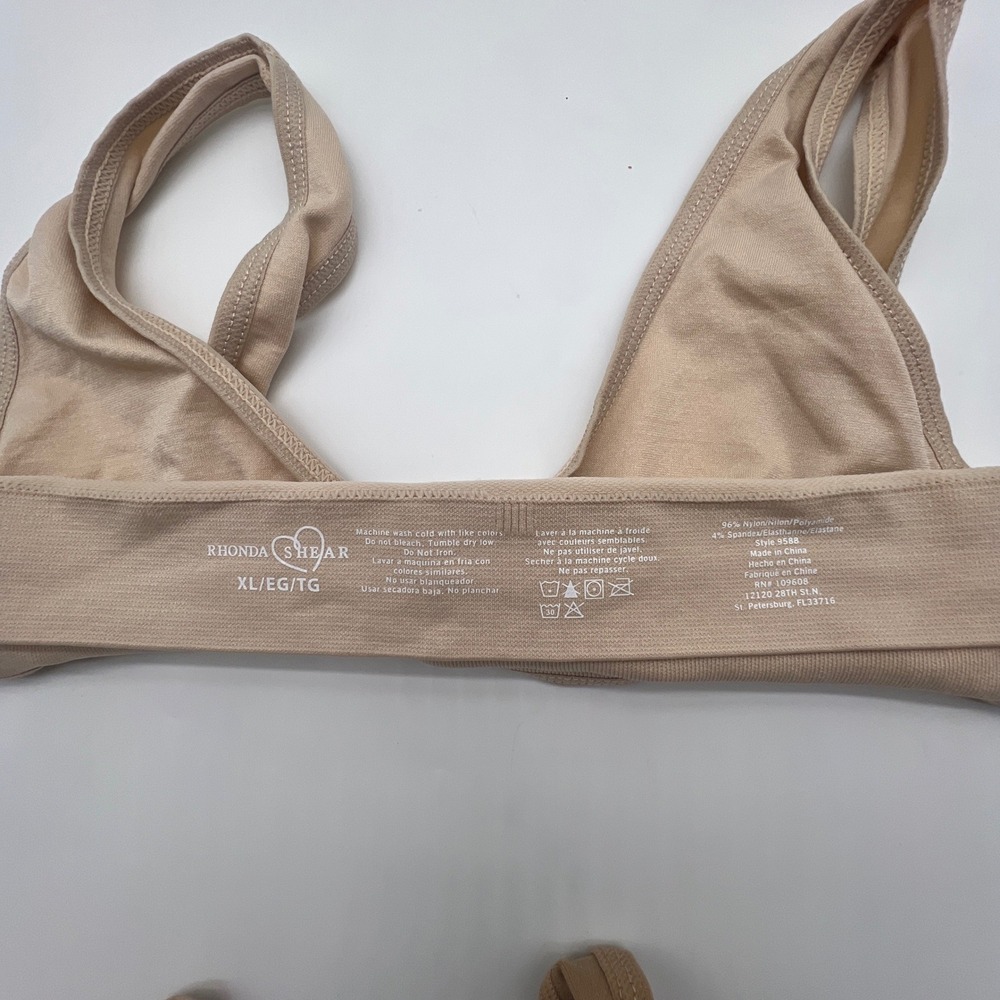 Rhonda Shear Ahh Bra 2-Pack Seamless Wireless Bralettes Beige Tan XL 9588 - Picture 4 of 5